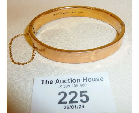 Vintage 9ct gold hinged hollow bangle, approx. 11.5g