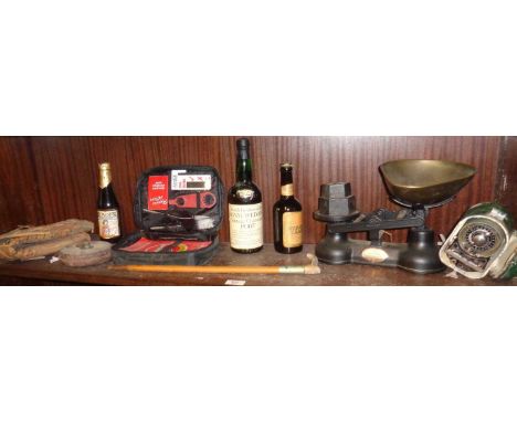 Coca-Cola kit, vintage bottles of Port and Ale, kitchen scales, etc.