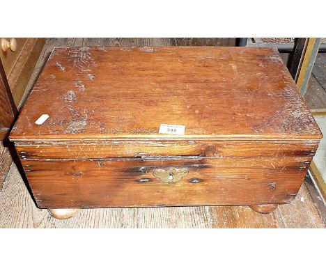 19th c. pine box with label inside from Harringtons suppliers of trunks for Army &amp; Navy