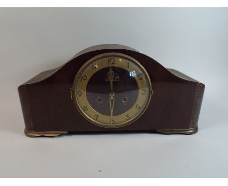 An Edwardian Mahogany Mantle Clock, 45cm Wide