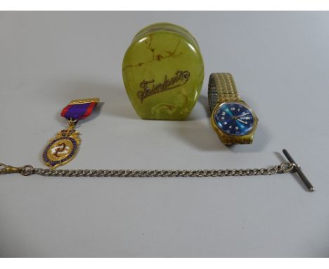 A Vintage Swatch Watch, Silver Watch Chain, Oddfellows Jewel etc