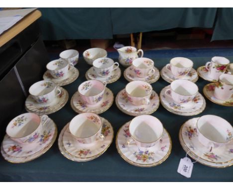 A Royal Worcester Part Teaset, Roanoke Pattern to Include Nine Trios, Sugar Bowl, Cream Jug and One Spare Cup 