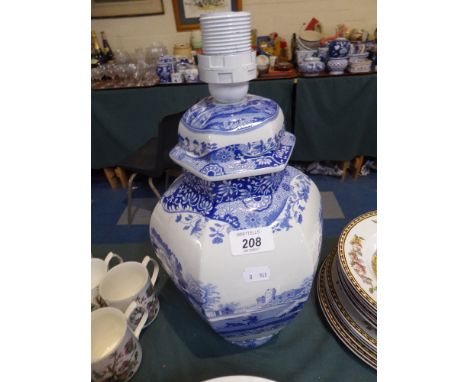 A Large Spode Italian Blue and White Table Lamp, 40cm high 