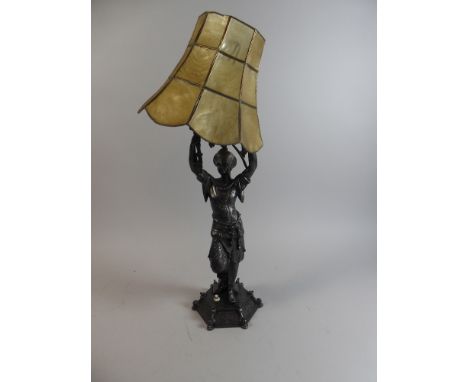 An Edwardian Cast Metal Figural Table Lamp in the Form of Chinese Gent, 40cm high 