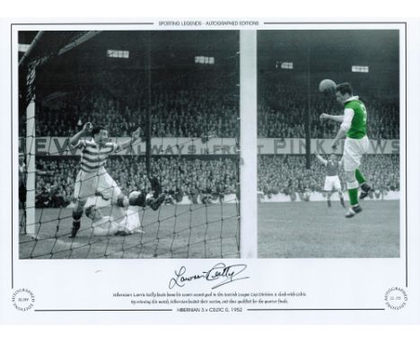 Lawrie Reilly Hibernian's 12x16 Signed Colourised Autographed Editions, Limited Edition photo. Photo shows Reilly heading hom
