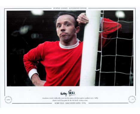 Nobby Stiles Manchester United 12x16 Signed, Coloured photo, Autographed Editions, Limited Edition. Photo shows Nobby staring