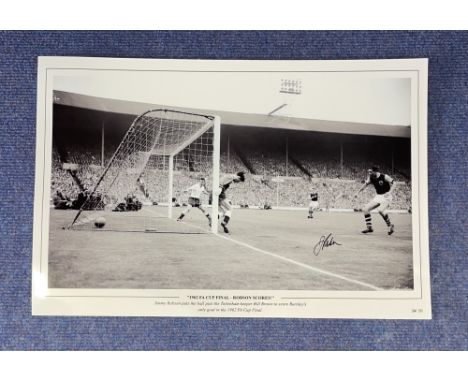 Jimmy Robson signed 1962 FA Cup Final Robson Scores! 16x12 inch black and white print. Jimmy Robson puts the ball past the To