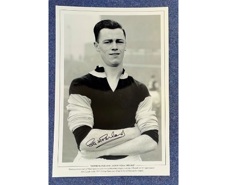 Football, Peter McParland signed 12x18 black and white photograph. McParland was one of Aston Villas greatest post war goalsc