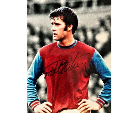 Football, Sir Geoff Hurst signed 12x16 colour photograph. Pictured during his time playing for West Ham, 1958 1972. Hurst beg