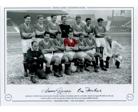 Harry Gregg and Bill Foulkes 12x16 Signed Autographed Editions, Limited Edition Colourised photo. Pictures show March 1958 Ma