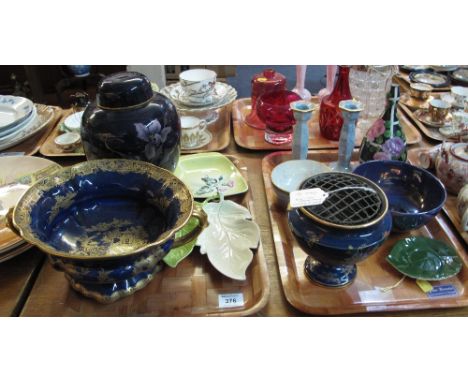 Two trays of mainly Carlton ware items, to include: large floral ginger jar and cover; lustre items to include: bowls and a p