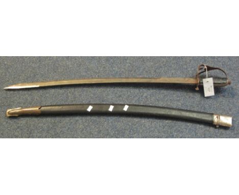 Indian ceremonial curved sword in canvas covered, metal mounted scabbard.(B.P. 24% incl. VAT)