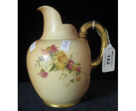 Royal Worcester blush ivory helmet shaped jug.  Shape number 1094.(B.P. 24% incl. VAT)