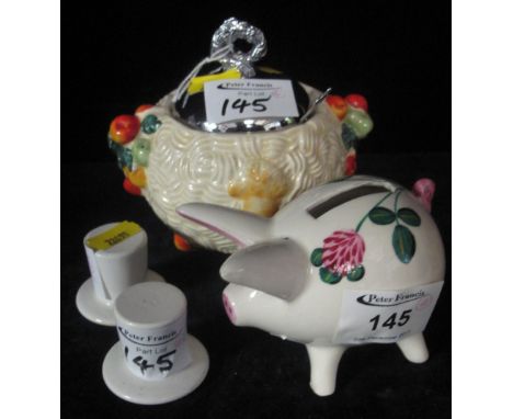 Group of assorted ceramics to include Clarice Cliff, Newport Pottery harvest marmalade pot and cover, together with plichta o