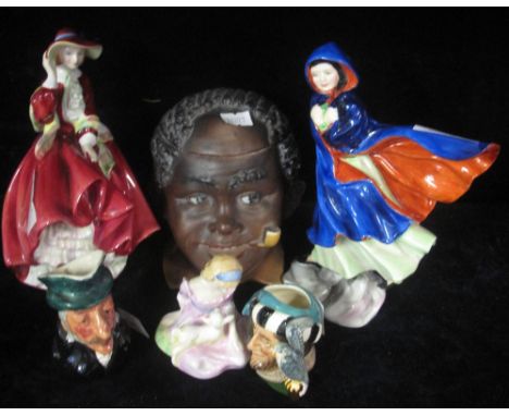 Group of assorted ceramics to include Royal Doulton figurines "May" HN2746, "Top o' the Hill" HN1834, Royal Doulton small cha