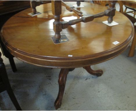 Victorian mahogany centre table on carved tripod base and casters.(B.P. 24% incl. VAT)