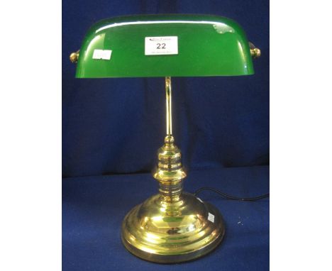 Brass green shaded desk lamp.(B.P. 24% incl. VAT)