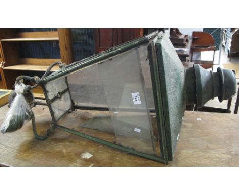 Large painted, wrought metal and glass, four panelled lantern.(B.P. 24% incl. VAT)