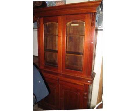 Late 19th Century mahogany two stage cabinet backed bookcase.(B.P. 24% incl. VAT)   CONDITION REPORT:  116 cm x 45 cm x 210 c