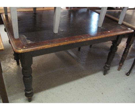 Late 19th Century mahogany two drawer library table with leather inset top on ring turned legs.(B.P. 24% incl. VAT)