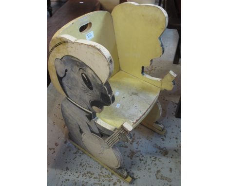 Mid 20th Century painted child's chair, the side panels with a mouse playing the banjo.(B.P. 24% incl. VAT)