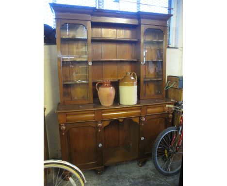 Late 19th Century mahogany and pine two stage, cabinet backed, dog kennel dresser.(B.P. 24% incl. VAT)   CONDITION REPORT:  1