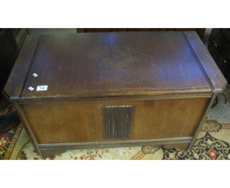 Mid 20th Century oak carved blanket box or trunk.(B.P. 24% incl. VAT)
