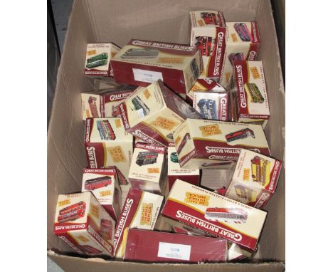 Box containing Great British buses, diecast, 1:76 scale replicas in original boxes, various.(B.P. 24% incl. VAT)