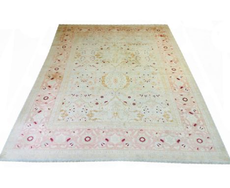 VERY FINE TABRIZ HAJI JALILY DESIGN CARPET, 370cm x 275cm, stylised palmette and vine all over design within corresponding gu