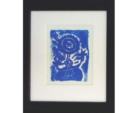 JOAN MIRO, 'Blue Ink Child Play', 1969, one colour lithograph printed in Paris, 22cm x 17cm framed and glazed. 