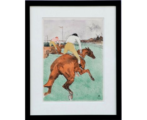 HENRI TOULOUSE LAUTREC, 'Le Jockey', lithograph, 1948, printed by Mourlot, 39cm x 29cm, framed and glazed.