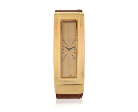 UTI FOR TIFFANY IN GOLD, 70S RARE AND COVETED STREAMLINE GOLD WRISTWATCH Case: signed UTI and Tiffany &amp; Co, n. 74189, in 