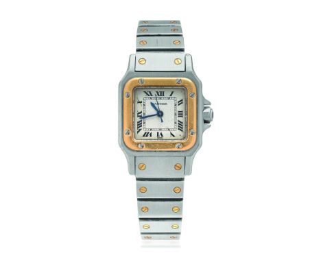 CARTIER SANTOS AUTOMATIC, 80S Case: signed, n. 090249829, in stainless steel and gold, caseback and bezel with screws. Bracel