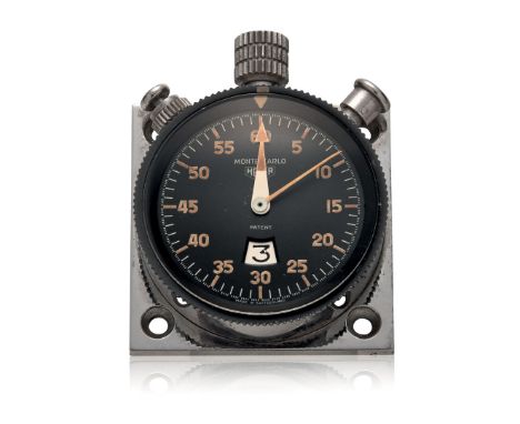 HEUER MONTE-CARLO DASHBOARD CHRONOGRAPH, 60S Case: signed, chromed and steel, reeded bezel with arrow index. Black dial, sign