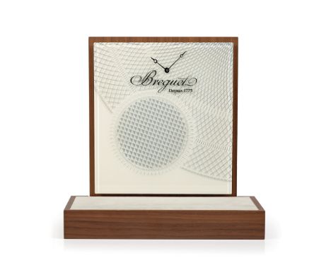 BREGUET SHOWROOM DISPLAY In wood and glass, embossed guilloché pattern. Size: 35 x 23 x 25 cm