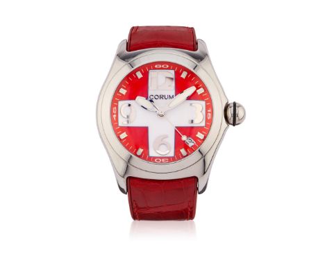 CORUM BUBBLE SWISS FLAG 163.150.20, 90S Case: signed, n. 646531, in stainless steel, snap on caseback. Bracelet/Strap: signed