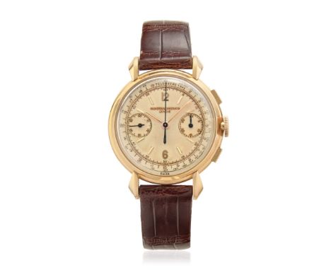 VACHERON &amp; CONSTANTIN CHRONOGRAPH REF. 4178 IN GOLD, EXTRACT REQUESTED, 40S RARE AND SUPERB TWO-TONE DIAL, TACHOMETER AND