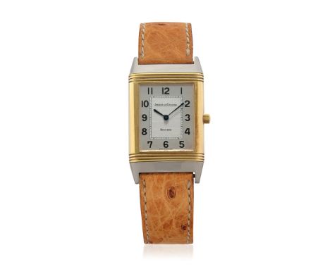 JAEGER-LECOULTRE REVERSO REF. 250.5.86 IN STEEL AND GOLD, GUARANTEE, SOLD IN 1990. Case: signed, n. 1659582, steel brancard, 