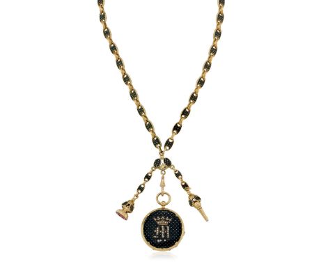 ROSSEL - BAUTTE &amp; CE IN GOLD AND ENAMEL, CIRCA 1870 Case: n. 77225, four-body in gold, signed dome, caseback decorated in