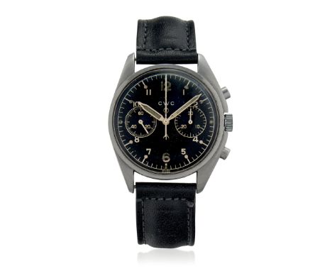 CWC MILITARY CHRONOGRAPH ISSUED TO ROYAL NAVY, CIRCA 1975 Case: n. 1428613, in stainless steel, screwed caseback engraved 055