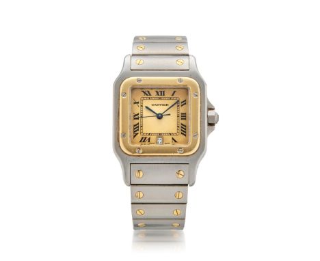 CARTIER SANTOS STEEL AND GOLD REF. 187901, 90S Case: signed, n. 50906, in stainless steel, gold bezel and caseback with screw