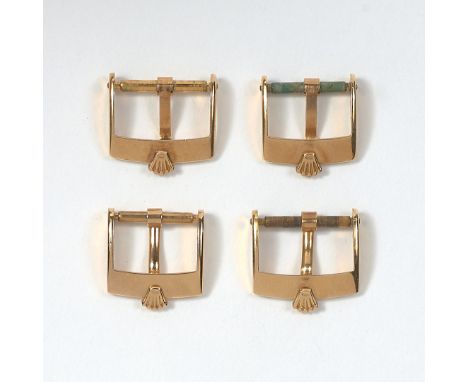 ROLEX FOUR GOLD BUCKLES In 18K gold, sizes two 16 mm and two 14 mm.