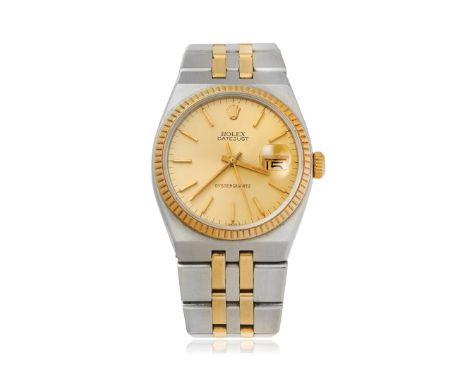 ROLEX OYSTERQUARTZ IN STEEL AND GOLD REF. 17013, 70S Case: signed, n. 5486816, in stainless steel, screwed caseback stamped 1