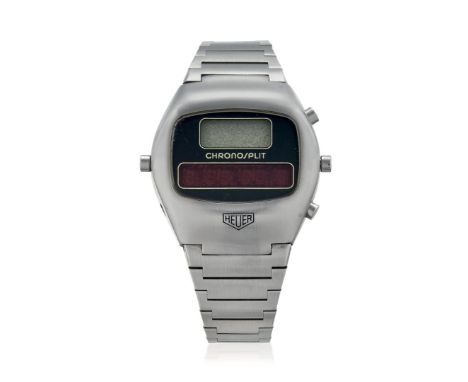 HEUER CHRONOSPLIT LED-LCD REF. R.100.703, 70S Case: signed, n. 330632, snap on caseback. Bracelet/Strap: signed, steel, deplo