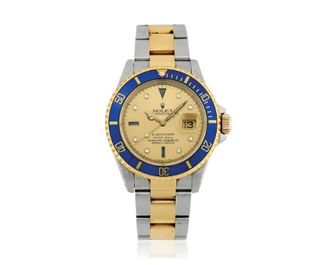 ROLEX SUBMARINER REF. 16613 IN STEEL AND GOLD SULTAN DIAL, 90S VERY ATTRACTIVE AND ICON SPORT WATCH, SETS WITH PRECIOUS STONE