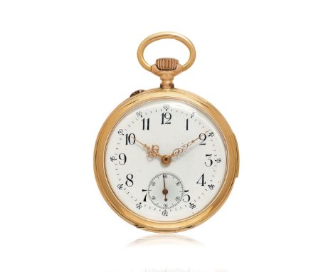 LECOULTRE GOLD REPEATER, PERIOD 1900 Case: n. 128, four-body in gold, gilded metal dome n. 12875. Dial: white enamel, Arabic 