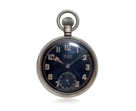 ROLEX ENGLISH ARMY MKII POCKET WATCH, CIRCA 1935 Case: signed, three-body in metal, screwed caseback inscribed outside “A. 20