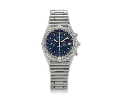 BREITLING CHRONOMAT P.A.N. FRECCE TRICOLORI, 90S Case: signed, in stainless steel, graduated bezel with cavalier-slider, scre