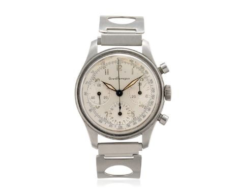 GIRARD-PERREGAUX CHRONOGRAPH, 60S Case: signed, n. 265552, in stainless steel, screwed caseback. Bracelet/Strap: vintage raci