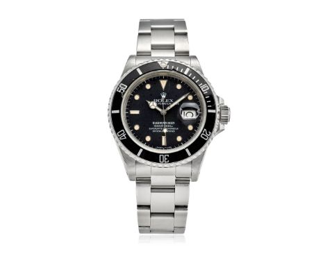 ROLEX SUBMARINER DATE REF. 168000 TRANSITIONAL, 80S Case: signed, n. 9638870, in stainless steel, screwed caseback stamped 16